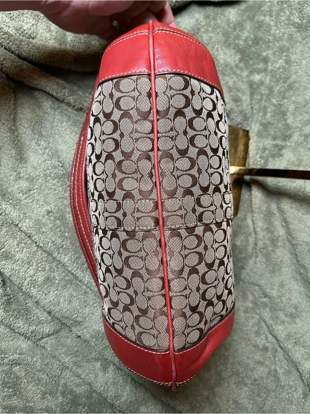 Vintage y2k Signature Ergo Shoulder Bag with Red Trim
